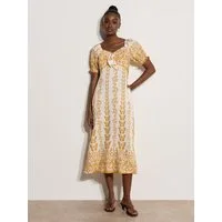 Apricot Midikleid Midi-Kleid mit Schmetterlingsbordüre Schleife