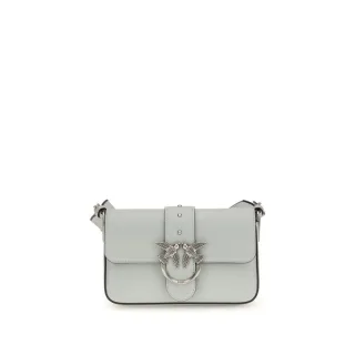 PINKO Graue Kalbsleder Bos Taurus Schultertasche