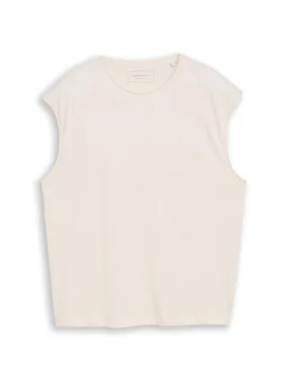 Denim Tom Tailor - Relaxed Fit Tanktop im Used-Look wool white - Gr. - L