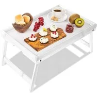 Dimono Tabletttisch DIMONO Bambus Bett Tablett – Klappbares Frühstücks- & Serviertablett, Serviertablett Betttisch