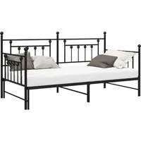 vidaXL Bett Tagesbettrahmen Schwarz 90 x 190 cm Stahl (1-tlg)