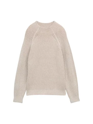 Tom Tailor - Loose Fit Strickpullover mit Stehkragen soft taupe rib structure - Gr. - XXXL
