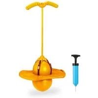 relaxdays Hüpfspielzeug Pogo Ball mit Griffen für Kinder, gelb
