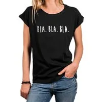 MAKAYA Print-Shirt Damen Kurzarm Basic Sommer Oberteile Sexy Elegant Lustig Spruch Bla (Schriftzug, Schwarz, Blau, Grau) Baumwolle