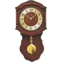 AMS Pendelwanduhr W964/1 (Quarzuhr, Holzgehäuse, Buche nussbaumfarben,Wohnzimmer,Made in Germany)