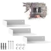 SO-TECH® Wandregal Eckregal HOVER 20/30 x 15/20 x 3 cm inkl. Befestigungsset, 3-tlg., Wandmontage, für Bad Küche oder Wohnzimmer, Weiß