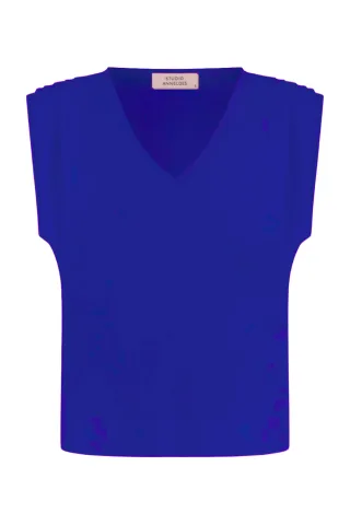 Studio Anneloes - Leona vneck top electric blue - Gr. - XL