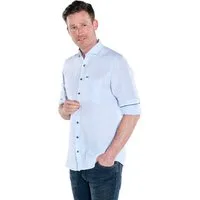 Engbers Langarmhemd Herren Langarm-Hemd aus Leinen, Hellblau