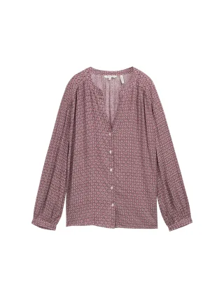 Tom Tailor - Loose Fit Bluse mit Muster red geometric minimal design - Gr. - 40