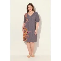 Ulla Popken Midikleid Strandkleid Paisley A-Linie V-Ausschnitt Halbarm