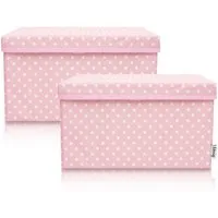 Lifeney Faltbox Aufbewahrungsbox Punkte, Rosa, groß, 2er Set