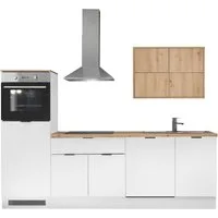 KOCHSTATION Küchenzeile KS-Georgia, mit 38mm starker Arbeitsplatte, Breite 260 cm, wahlweise mit E-Geräten und Kühlschrank