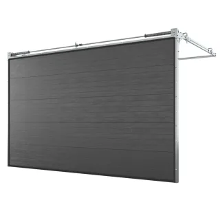 Garagentor 5 m breit, 3 m hoch, elektrisch, mit Motor, Sektionaltor Typ Comfort, Anthrazitgrau ähnlich RAL 7016, Woodgrain, Kleinsicke