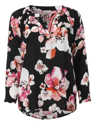 Via Appia - Bluse Rundhals 1/1 Arm Druck schwarz multicolor - Gr. - 38