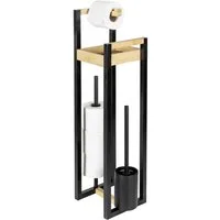 WENKO WC-Garnitur Braidi, 4in1, Toilettenbürste, Rollen-/Ersatzrollenhalter, Ablage, freistehend