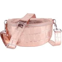 MIRROSI Bauchtasche UNISEX, Echtleder, Leder, Made in Italy, Umhängetasche, Brusttasche, (Schultertasche für jeden Anlass, 2 Größen auswählbar), Crossbody Bag, Schwarz, KROKO-Optik mit verstellbaren Schulterriemen