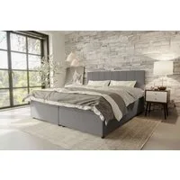 99rooms Boxspringbett Kira (Schlafzimmerbett, Bett), 140/160/180/200x200 cm, Strukturstoff NEVE, mit Topper, Frontauszüge