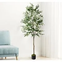 Kunstbaum Olivenbaum Künstlich 180cm, Künstlicher Olivenbaum Olivenbaum, ElitVita, Höhe 180 cm, für Deko Wohnzimmer Schlafzimmer Büro Home Decoration