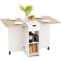 Mondeer Esstisch Klappbarer Esstisch, mit 1 Schublade und 2 Lagerregalkonsolen 72 x 120 x 75 cm