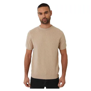 Threadbare - T-Shirt für Herren, Rundhalsausschnitt, Mit Zopfmuster (Beige)
