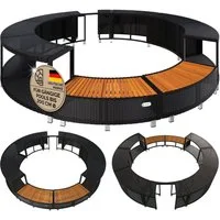 Casaria Pool, Verkleidung Polyrattan Innen Ø206cm Einstieg in FSC®-zertifiziert Holz