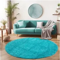 SIMPEX24 Teppich Unicolor - Einfarbig, Rund, Höhe: 30 mm, Einfarbig Shaggy Teppich Wohnzimmer Langflor Versch. Farben und Größen