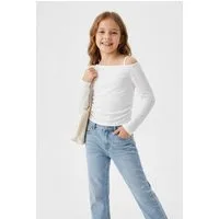 Abercrombie Kids Langarmshirt Feinripp, asymmetrischer Ausschnitt