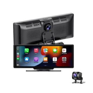 10.26 inch Car Stereo DVR CarPlay with 4K Dash Cam Dual Lens AI Voice Control Wireless Android Auto AUX FM Bluetooth WIF