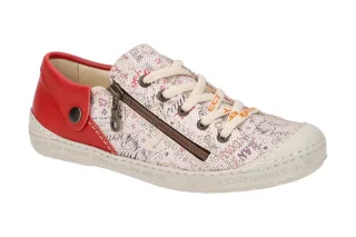 Eject 13001/4 DASS Damen Halbschuhe Sneaker wei? bunt rot Echtleder herausneh...