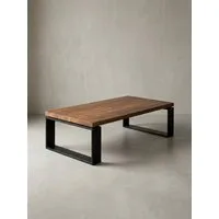 KADIMA DESIGN Couchtisch Couchtisch 115x35x60 cm Massiv Holz Sofatisch Wohnzimmertisch Modern (Modern, Tisch Wohnzimmer), Metallgestell, Wohnzimmertisch Rechteckig Massivholz Braun, Holztisch