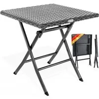 Casaria Gartentisch, Polyrattan 65x65cm Platzsparend Klappbar Tragbar 60kg Belastbarkeit