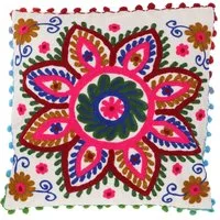 Guru-Shop Kissenbezüge Boho Kissenhülle, farbenfrohes besticktes..