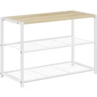 Woltu Schuhregal, 1-tlg., Badregal Schuhablage Organizier mit 2 Ablagen, Holz Metall