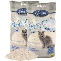 Lyra Pet Katzenstreu 2 x 15 Liter Lyra Pet® GreyCat® Katzenstreu Bentonit mit Aktivkohle, mit Aktivkohle, klumpend, staubfrei