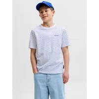 Jack & Jones Junior T-Shirt JJDEVIN DAYTONA STRIPED TEE SS CN JNR mit dezenter Logostickerei