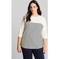 TOM TAILOR PLUS 3/4-Arm-Shirt T-Shirt Plus Size - Langarmshirt mit Streifenmuster