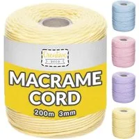 Creative Deco Makramee Garn 2-3 mm Baumwoll Polyester Baumwollkordel Baumwollschnur Nähgarn, 200,00 m, geliefert auf einer Spule