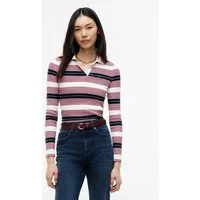 Tommy Jeans Langarm-Poloshirt TJW SLIM RIB LS POLO EXT Baumwollmischung, slim fit, figurbetont, in gerippter Struktur