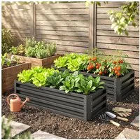 Outsunny Hochbeet aus Verzinkter Stahl (witterungsbeständig Pflanzbeet, 2 St., Blumenhochbeet), für Terrasse & Garten, 110 x 50 x 30 cm