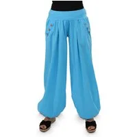 malito more than fashion Haremshose malito Damen Pumphose mit Holzzierknöpfen 23245H Pumphose Sommerhose locker und luftig Einheitsgröße