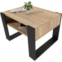 TREND WERK Couchtisch mit zusätzlicher Ablagefläche (65×53,6×45 cm - Wohnzimmertisch, Loft-Design, Ablagefach)