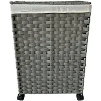 HTI-Living Wäschekorb Wäschesammler 40 Liter Briena Grau (Stück, 1 St., 1 Wäschesammler), Wäschekorb Polyrattan auf Rollen