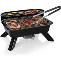 PRINCESS Tischgrill, 2000 W, Hybrid Holzgriller & Elektrogrill Barbecue Camper Grill-Geräte & Zange