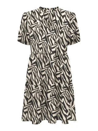 ONLY - ONLNOVA LIFE VIS S/S THEA DRESS WVN Black - Gr. - XS