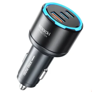 Toocki TQ-CC49 150W 3-Port USB PD Car Charger Adapter USB-A+2USB-C PD PPS Fast Charging with Blue LED for iPhone 17 17Pr