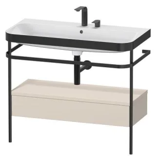 Duravit Happy D.2 Plus c-bonded Set mit Metallkonsole und Schubkasten Taupe Supermatt 975x490x850 mm HP4743E8383