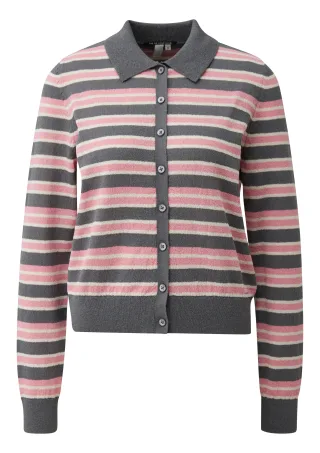 qs - Strickjacke mehrfarbig/grau/pink - Gr. - XS