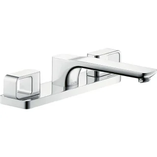 hansgrohe Fertigmontageset Axor Urquiola 11436000 für 3-Loch-Wannenarmatur, mit Platte, chrom