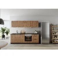 KOCHSTATION Küchenzeile KS-Lagos, Breite 240 cm,wahlweise mit E-Geräten, Spüle in edelstahl oder schwarz
