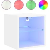 vidaXL Hängeschrank NA Wandschrank mit LED Leuchten Weiß 30x28,5x30 cm Hängeschrank